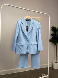 ชุดทำงานผู้หญิง S-2XL สูทผู้หญิง ชุดสูท ชุดสูทสีฟ้า ชุดไปงาน ชุดออกงาน งานป้าย เสื้อสูท Blazer VARIN