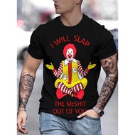 T-Shirt Kebaharuan Lucu Lelaki - Berani "Saya Akan Menampar Kabus Daripada Anda"Teks Merah & Grafik 