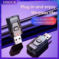 VAORLO 4 IN 1 USB Bluetooth 5.0 Adapter 3.5MM AUX Stereo With Mic Handsfree Wireless Audio Receiver Transmitter For PC TV Carkit  D DISOUR USB Bluetooth 5.0 Receiver Transmitter St