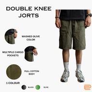 DC CLOTHING DOUBLE KNEE JORTS(OLIVE)
