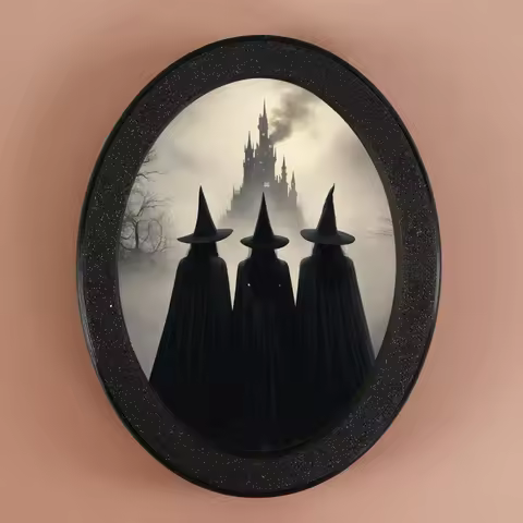 Gothic Oval Frame: Pilgrimage of Witches to the Enchanted Castle