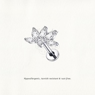 Nora Ana Marquise Half Flower Threaded Stud Flatback Earring Titanium ASTM-F136 Surgical Implant Gra