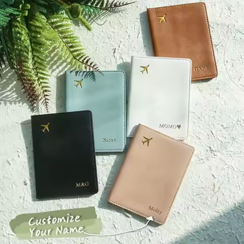 Customized Name PU Leather Travel Passport Gilding Letters Protective Case Personalized Thickened Pa