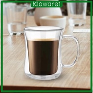 [Kloware1] Double Walled Mug Drinking Glass Borosilicate Beverage Mug Espresso Cups Glass Cup Water Cup for Woman