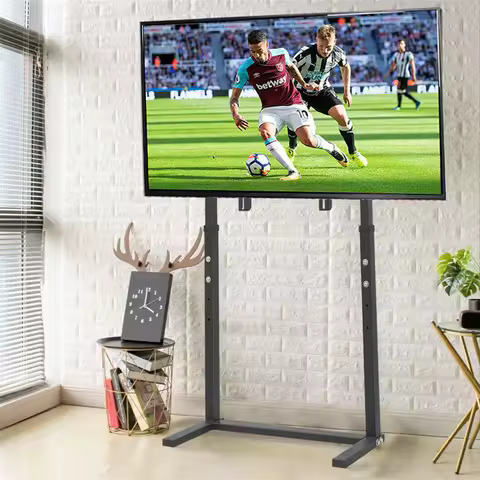TV Floor Stand Tall TV Stand Height Adjustable TV Mount Free Standing TV Bracket for 32”-65” Flat Pa