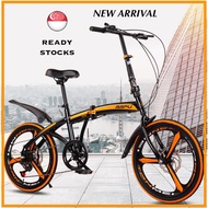 SSPU Foldable Bicycle 20 inch 6-speed variable gear dual disc brake alloy all-wheel road mountain bike