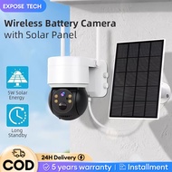 EXPOSE Solar CCTV Wifi 8MP FHD CCTV   Solar Battery Outdoor Waterproof Wireless Camera Color Night V