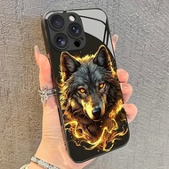 Cool Fierce Wolf King Tempered Glass Phone Case For iPhone 17 AIR 16 15 14 13 12 11 Pro Max 16E XR X