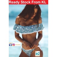 2 piece Floral Bikini Swimming Suit Woman Swimsuit Swimwear Beachwear Padded Korean Ruffled Set Baju