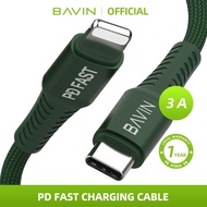 Bavin Fast Charging Nylon Braided Data Cable For Type C to IP and Type C to Type C CB188 PD Green
