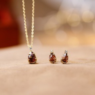 Garnet Necklace and Earrings Set January Birthstone Gift for Women With S925 Silver Jewelry