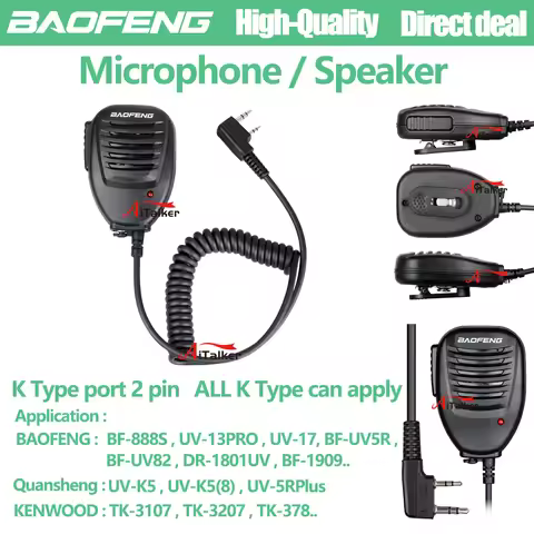 Baofeng Quansheng Walkie Talkie Speaker Microphone For Baofeng UV-5R BF-888S UV-82 UV 13 Pro UV-16 P