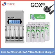 GOX 1.2V AA 2450mAh/AAA 900mAh NI-MH Rechargeable battery  with GOX 4 Slots LCD Intelligent Display 