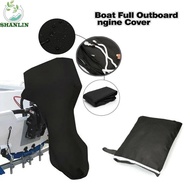 SHANLIN Boat Outboard Motor Cover, Black Engine UV-Proof Full Boat Motor Cover, Windproof Strap Zipper 420D Oxford Fabric Waterproof Engine Protective Cover Anti-fading