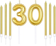 Gold 30th Birthday Candle, Gold Number 30 Candles for Cakes, Gold Thin Party Candles, Happy Birthday