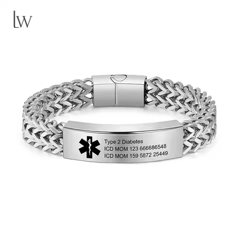 Custom Medical ID Bracelet Engraved Emergency Medical Alert Titanium Steel Bracelet Wristband for Me