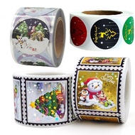 500-250pcs/roll Glitter twinkling christmas sticker cartoon kawaii Santa Claus sticker for party gift box decor labels