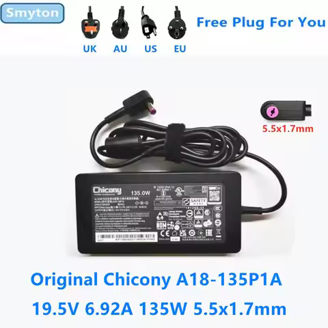 Original 19.5V 6.92A 135W Chicony A18-135P1A A135A025P AC Adapter For ACER ASPIRE 7 NITRO 5 SERIES L