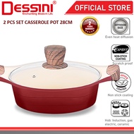 DESSINI ITALY XWSP-28 Die Cast Aluminium Non Stick Casserole Pot Bowl Deep Fry Pan Induction Cookwar