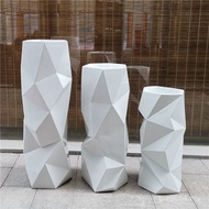 Lobby Fashion European-Style Geometric Glass Steel Floral Floor-standing Hotel Decoration Vase Home 