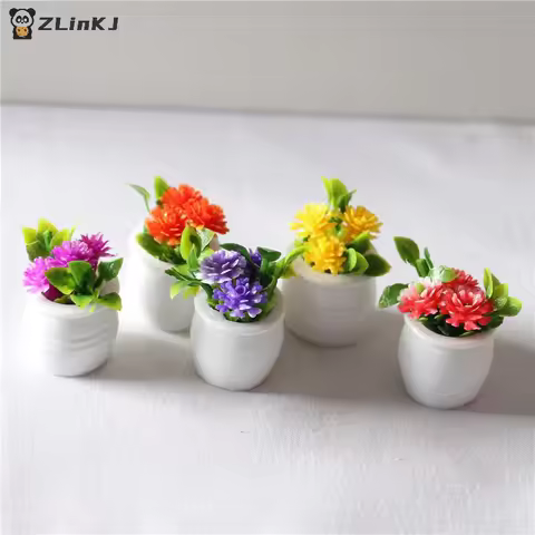 ▶3Pcs Random Dollhouse Plant, Miniature Bonsai Plant, Mini Potted Plant, Flower Model, Small Fake Gr