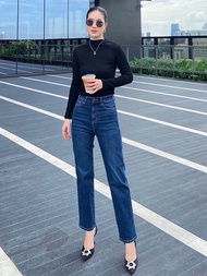 HUNG JEANS รุ่น Mabel Jeans (HJ14) รุ่นขายดีสุด ทรงกระบอกกลาง สีเข้ม