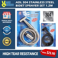 ADL Stainless Steel Bidet Sprayer Set with 1.2M Hose 9802 Toilet Bathroom Spray Chrome Black Gun Grey Gunmetal Rose Gold