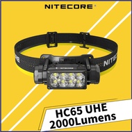 Nitecore HC65 UHE 2000 Lumen Heavy Duty Metal Headlamp, USB-C Rechargeable with White, Red, and Read