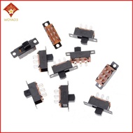 [WY3] 10 Pcs 2 Position DPDT 2P2T Panel Mount Vertical Slide Switch 6 Pin 0.5A 50V DC [MY]