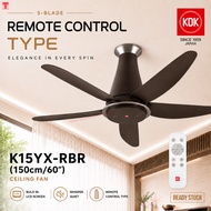 KDK 5-Blade Remote Control Ceiling Fan K15YX-RBR KDK