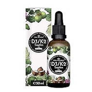 Vitamin D3/K2 Drops (50 ml) - 1000IE Vitamin D3 per Drop - Top Raw Material K2VITAL® with 99.7% All-Trans-MK-7 - Laboratory Tested, High Dose, No Additives, Produced in Germany