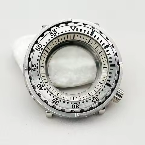 Mod 47mm Seiko Tuna Canned Watch Case NH35 Case Fits NH36 7S26 4R36 Movement Transparent Case Back S