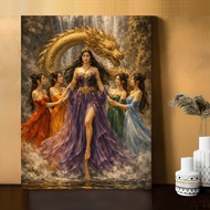 7 Angels Poster Painting Style Wall Decoration MDF Material
