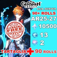 【CHEAP+GIFT】Genshin Impact Account Tartaglia plus + 90 Rolls 10500 Primos Wish Account 【AR 25-27】