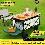 Camping Trolley Cart Wagon Trolley With Storage Basket Folding Wagon Portable Travel Trolley Cart