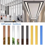 10pcs Acrylic 3D Mirror Wall Sticker Self-adhesive Removable Sticker Ceiling Edge Living Room TV Back DIY Art Wall Decoration 5 * 20cm