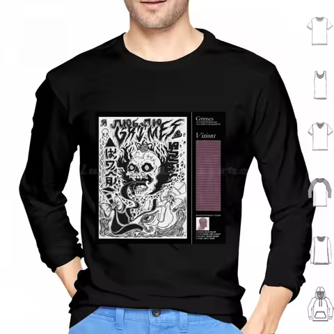 Grimes-Visions Cover Art Poster Hoodies Long Sleeve Claire Boucher Art Angels Miss Anthropocene Elon