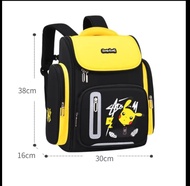 Tas Ransel Anak Laki-Laki Waterproof Motif Pokémon Go dengan Tas Saku - Warna Navy dan Yellow