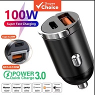 QC3.0 PD car charger 5A fast charging 2 ports 12-24V cigarette socket lighter car USB-C charger for 