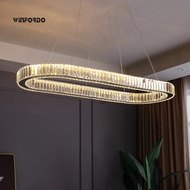 4Y7V Luxury Crystal Pendant Lights Oval Crystal Chandeliers Living Room Dinging Room Kitchen Island 