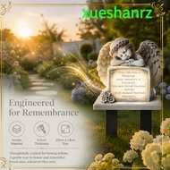 XUEXUE Garden Angel Statue, Commemorative Design 5.11x7.8in Angel Tombstone Plaque, Graceful Grey Ga