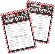 Baby-Q Barbecue Baby Shower - BBQ Gender Reveal Party Activity - Who Knows Mommy Best Game Cards - 2