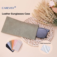 CAREVISY Glasses Case Leather Sunglasses Case Pouch Storage Travel Bag for Spectacle Eyewear