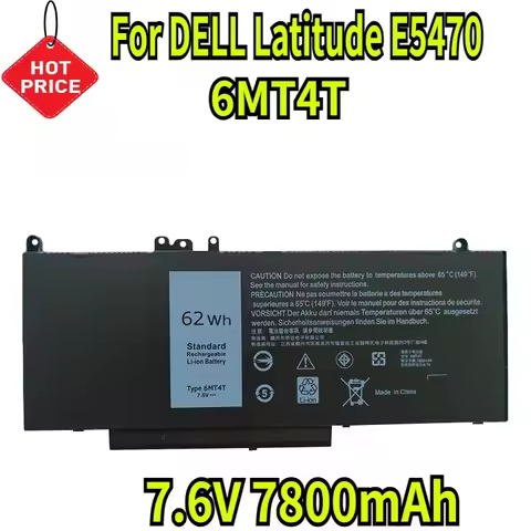 7.6V 7800mAh 6MT4T Laptop Battery for DELL Latitude E5470 E5570 M3510 15.6" Sereis 7V69Y TXF9M 79VRK