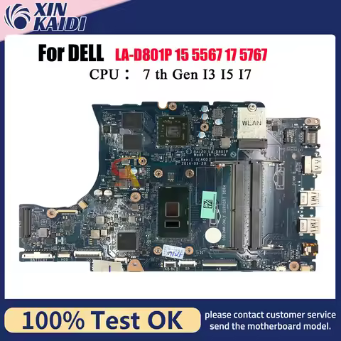 For DELL Inspiron 15 5567 17 5767 Laptop Motherboard BAL20 LA-D801P with i3 i5 i7 CPU DDR4 CN-0KFWK9