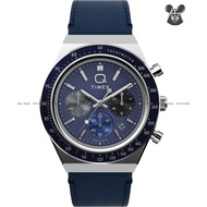 TIMEX TW2Y36100 Men's Analog Watch Q Timex Chronograph Quartz 40mm Leather Strap Midnight Blue *Orig