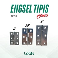 [ 1 Pcs ] Gomeo 2" 2.5" 3" White Thin Hinge | Thin Butterfly Stainless Steel Plate Hinges - 12 Pairs