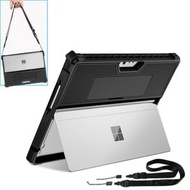 全城熱賣 - 適用於 Microsoft Surface Pro 9 條紋鏤空平板殼 帶肩帶（黑色）
