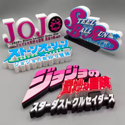 Jojo'S Bizarre Adventure 3d Logo Emblem Display Stand Anime Series 1-7 3d Lettering Figurine Ornamen