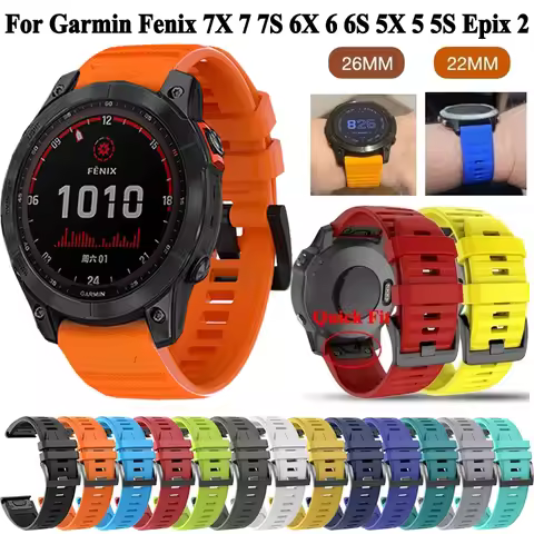 20mm 22mm 26mm Silicone Watch Band Straps For Garmin Fenix 6 6X 6S Pro 7 7S 7X Wristband Fenix 5 5X 